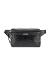 Saint Laurent Embossed Crocodile Effect Belt Bag In Black