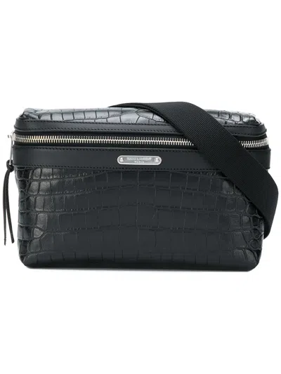 Saint Laurent Embossed Crocodile Effect Belt Bag In Black