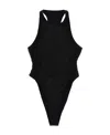 Saint Laurent Embossed-finish Open-back Swimsuit In Black
