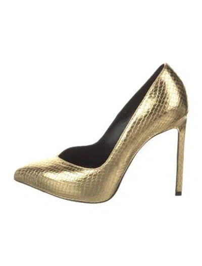 Pre-owned Saint Laurent Embossed Leather Animal Print Pumps