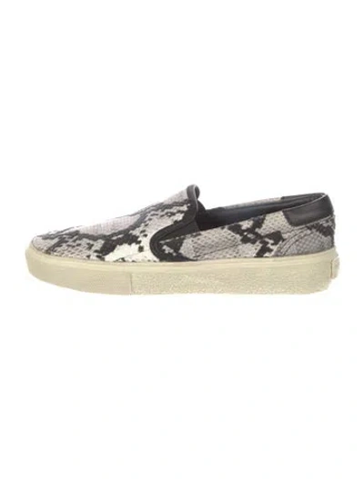 Pre-owned Saint Laurent Embossed Leather Animal Print Sneakers In Gray
