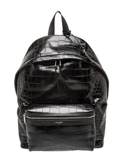 Pre-owned Saint Laurent Embossed Leather Backpack In Black