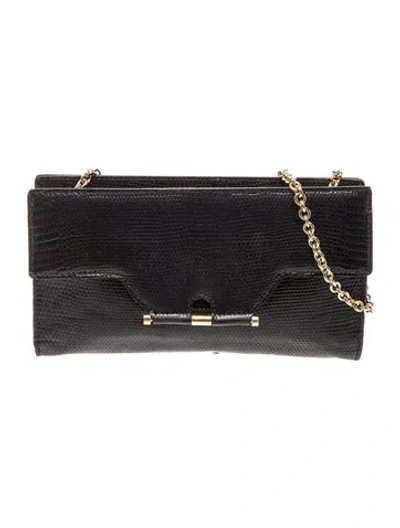 Pre-owned Saint Laurent Embossed Leather Clutch In Black