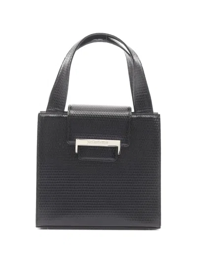 Pre-owned Saint Laurent Embossed Leather Tote Bag In Black