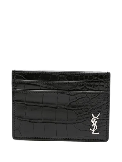 Saint Laurent Embossed Leather Wallet In Black