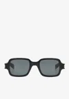 Saint Laurent Embossed Logo Square Sunglasses In Black
