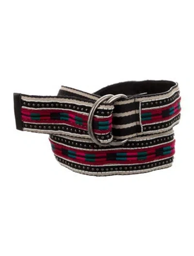 Pre-owned Saint Laurent Embroidered Accent Belt In Red