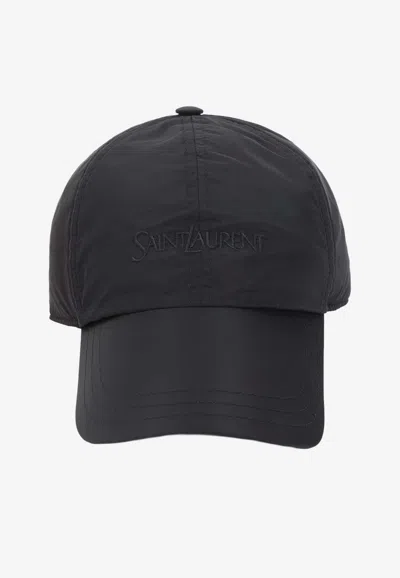 Saint Laurent Embroidered Baseball Cap In Black