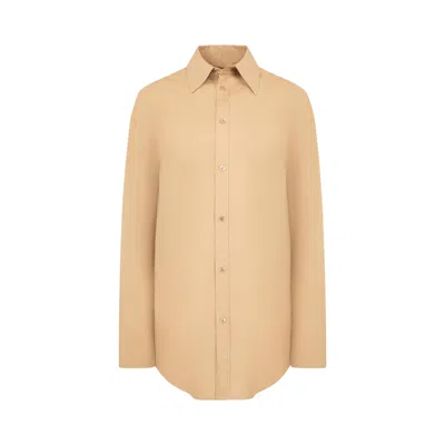 Pre-owned Saint Laurent Embroidered B/d/f Shirt 'chatain' | Brown | Women's Size 38