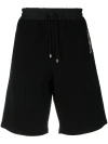 Saint Laurent Logo Cotton Shorts In Nero