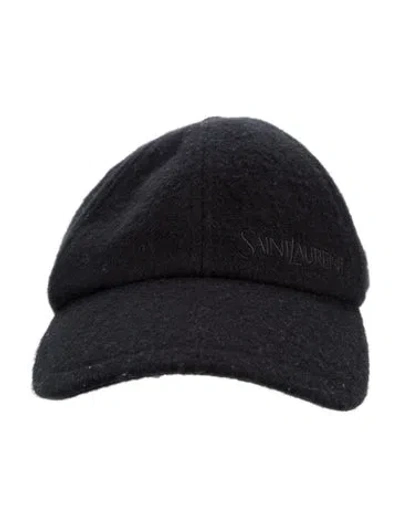 Pre-owned Saint Laurent Embroidered Cashmere Baseball Cap W/tags In Black