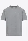 Saint Laurent Cassandre Cotton Blend T-shirt In Gray