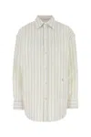 Saint Laurent Striped Cotton Shirt Curved Hem