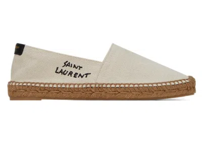 Pre-owned Saint Laurent Embroidered Espadrilles Natural Canvas (women's) Sneakers In Beige
