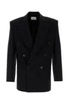 Saint Laurent Men Embroidered Flannel Blazer