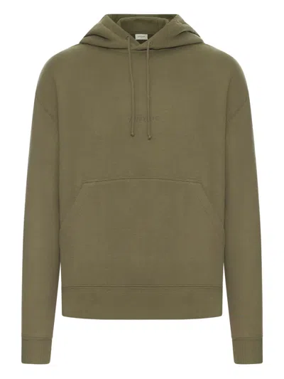 Saint Laurent Embroidered Hooded Sweatshirt In Green