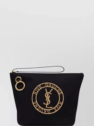 Saint Laurent Embroidered Leather Clutch Bag
