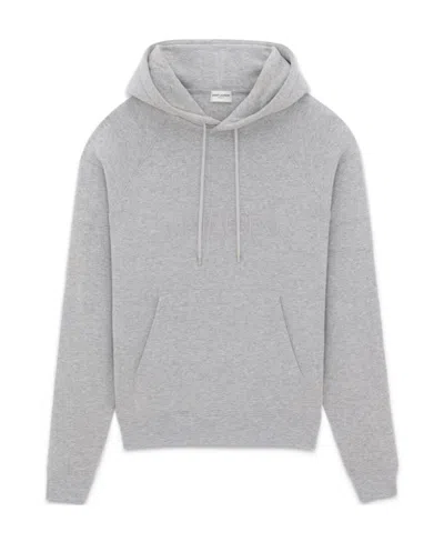 SAINT LAURENT SAINT LAURENT LOGO DETAILED DRAWSTRING HOODIE