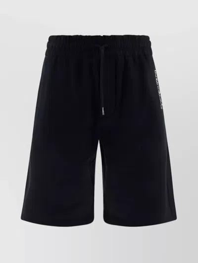 SAINT LAURENT EMBROIDERED LOGO COTTON SHORTS