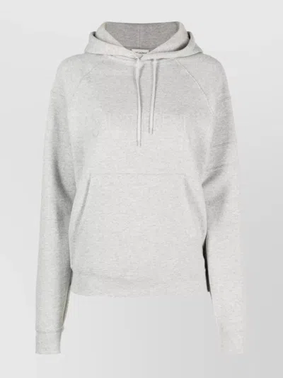 Saint Laurent Cotton Sweatshirt With Embroidered Logo In Gray