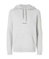 Saint Laurent Signature Logo Cropped Hooded Sweatshirt In Gray