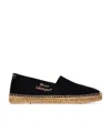 Saint Laurent Canvas Slip-on Espadrilles With Embroidered Logo Detail In Black
