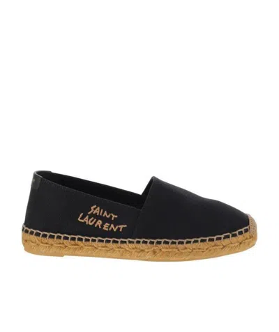 SAINT LAURENT SAINT LAURENT LOGO EMBROIDERED SLIP-ON ESPADRILLES
