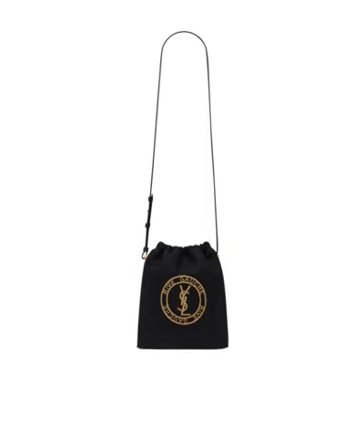 Saint Laurent Embroidered-logo Single-strap Tote In Black