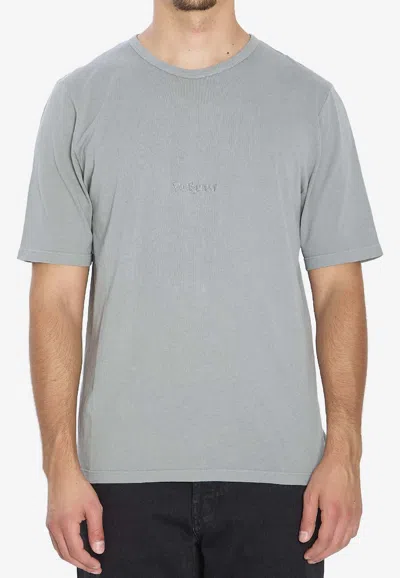 Saint Laurent Cotton Crew Neck T Shirt Regular Fit In Gray