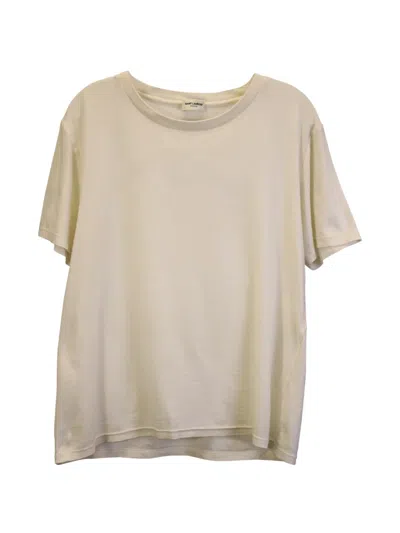 Pre-owned Saint Laurent Embroidered-logo T-shirt In Neutral