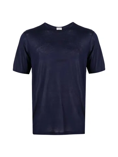 Saint Laurent Embroidered Logo T-shirt In Blue
