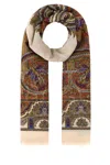 Saint Laurent Embroidered Modal Blend Scarf In Redmulticolor