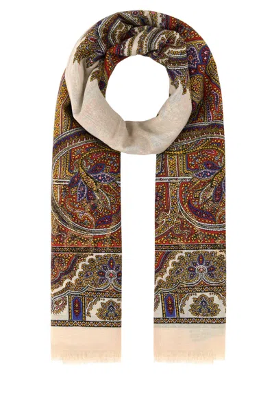 SAINT LAURENT EMBROIDERED MODAL BLEND SCARF