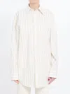 Saint Laurent Striped Cassandre Shirt In Neutral