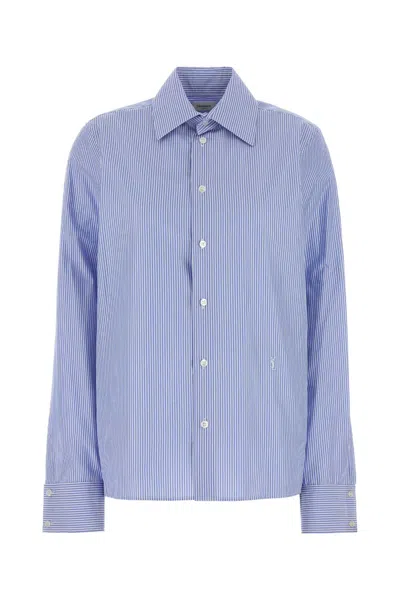 Saint Laurent Cassandre Blue Cotton Shirt