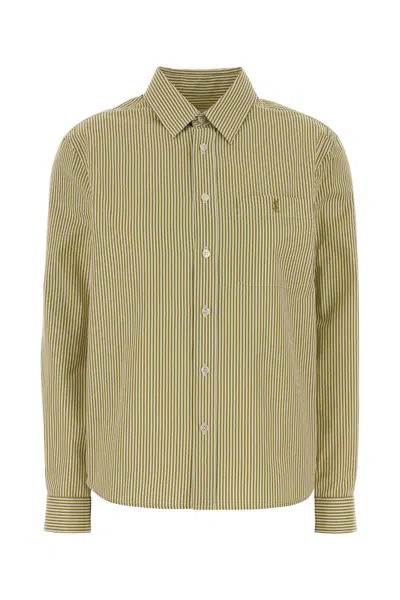 Saint Laurent Embroidered Poplin Shirt In Green