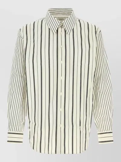 Saint Laurent Embroidered Poplin Shirt In Neutral