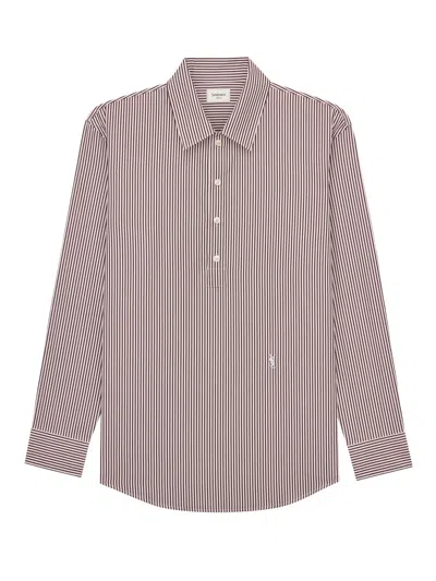 Saint Laurent Embroidered Poplin Shirt In Pink