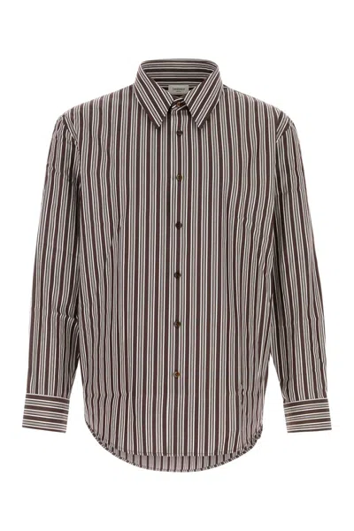 Saint Laurent Embroidered Poplin Shirt With Striped Detail In Multi
