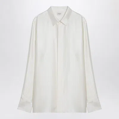 Saint Laurent Embroidered Satin Shirt In Brown