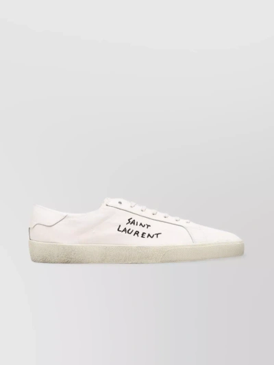 Saint Laurent Embroidered Side Lace-up Trainers In White