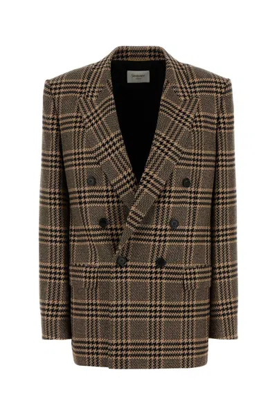 SAINT LAURENT EMBROIDERED SILK BLEND BLAZER