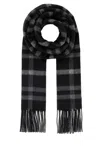 Saint Laurent Checkered Silk Blend Scarf With Fringed Edges