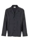 Saint Laurent Silk Shirt With All-over Embroidery Pattern In Blue