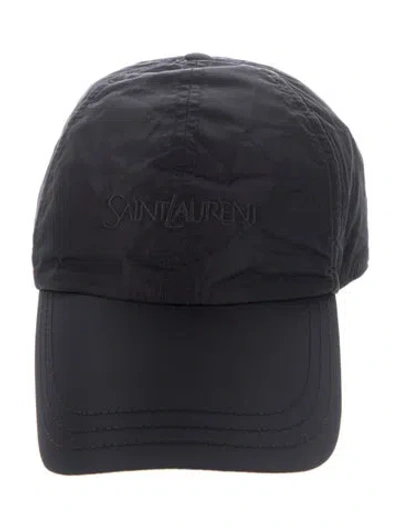 Pre-owned Saint Laurent Embroidered Slouchy Baseball Hat In Black