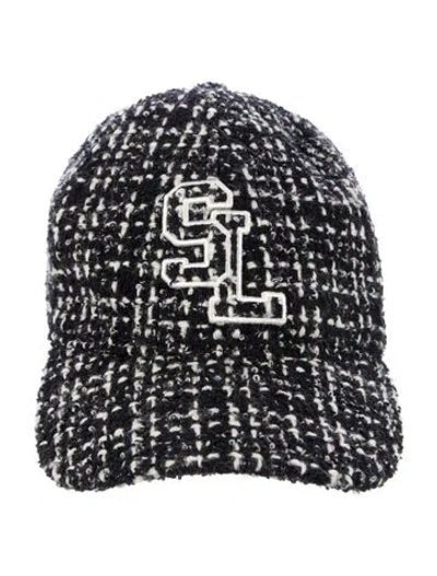 Pre-owned Saint Laurent Embroidered Tweed Baseball Cap In Black