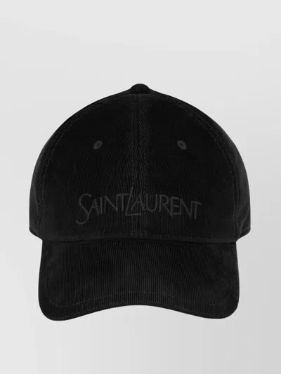SAINT LAURENT EMBROIDERED VINTAGE CAP WITH CURVED BRIM