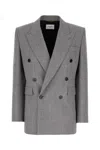 Saint Laurent Wool Twill Blazer In Gray