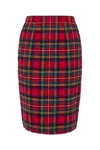 Saint Laurent Structured Wool Blend Skirt With Embroidered Waistband In 6363