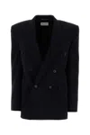 Saint Laurent Show Version Double-breasted Lapel Jacket In Marinefoncegris